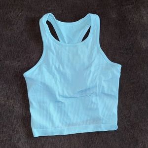 Ribbed Nulu Cropped Racerback Yoga Tank Top